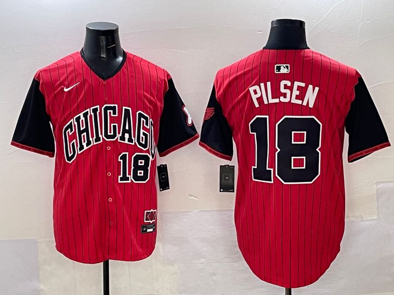 Men Chicago White Sox 18 Pilsen Red Stripe Joint Name Nike 2025 MLB Jersey style 31